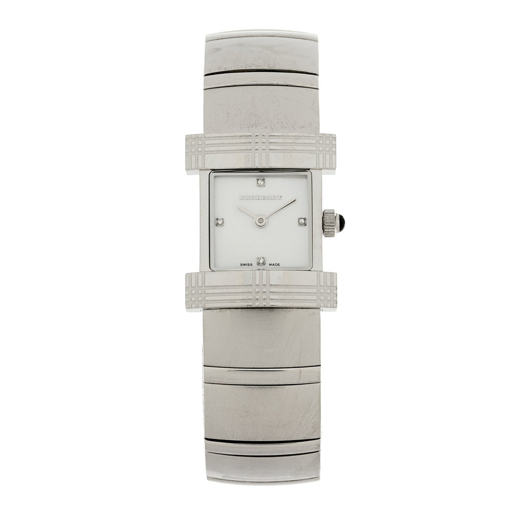 Burberry Stainless Steel Diamond Mother of Pearl 24mm Quartz Watch BU4500