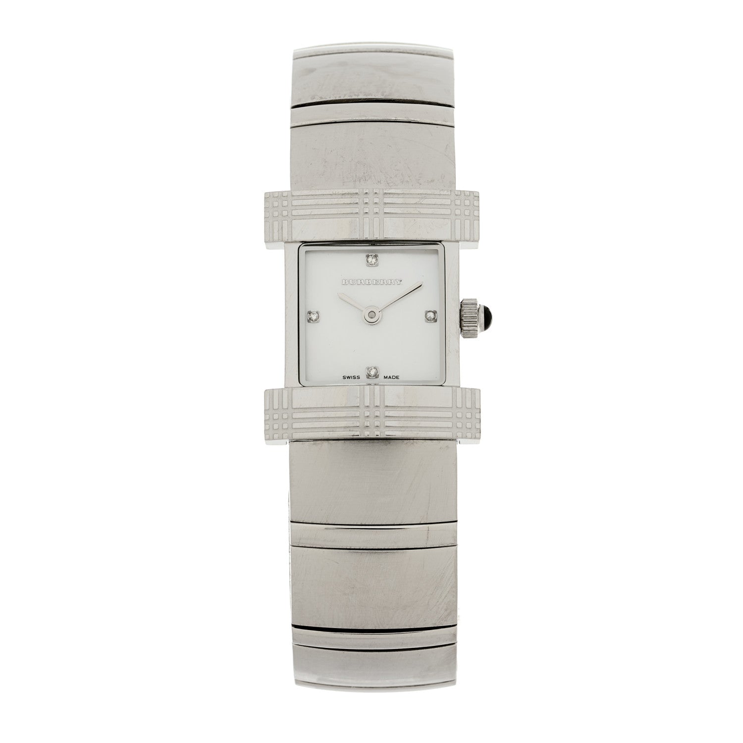 Burberry Stainless Steel Diamond Mother of Pearl 24mm Quartz Watch BU4500