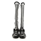 Chanel Mesh Crystal Patent CC Bow High Boots 38.5 Black