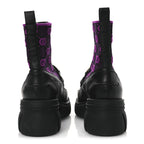 Gucci Quebec Calfskin Technical Jersey Knit GG Monogram Horsebit Ankle Boots 42 Black Fucsia