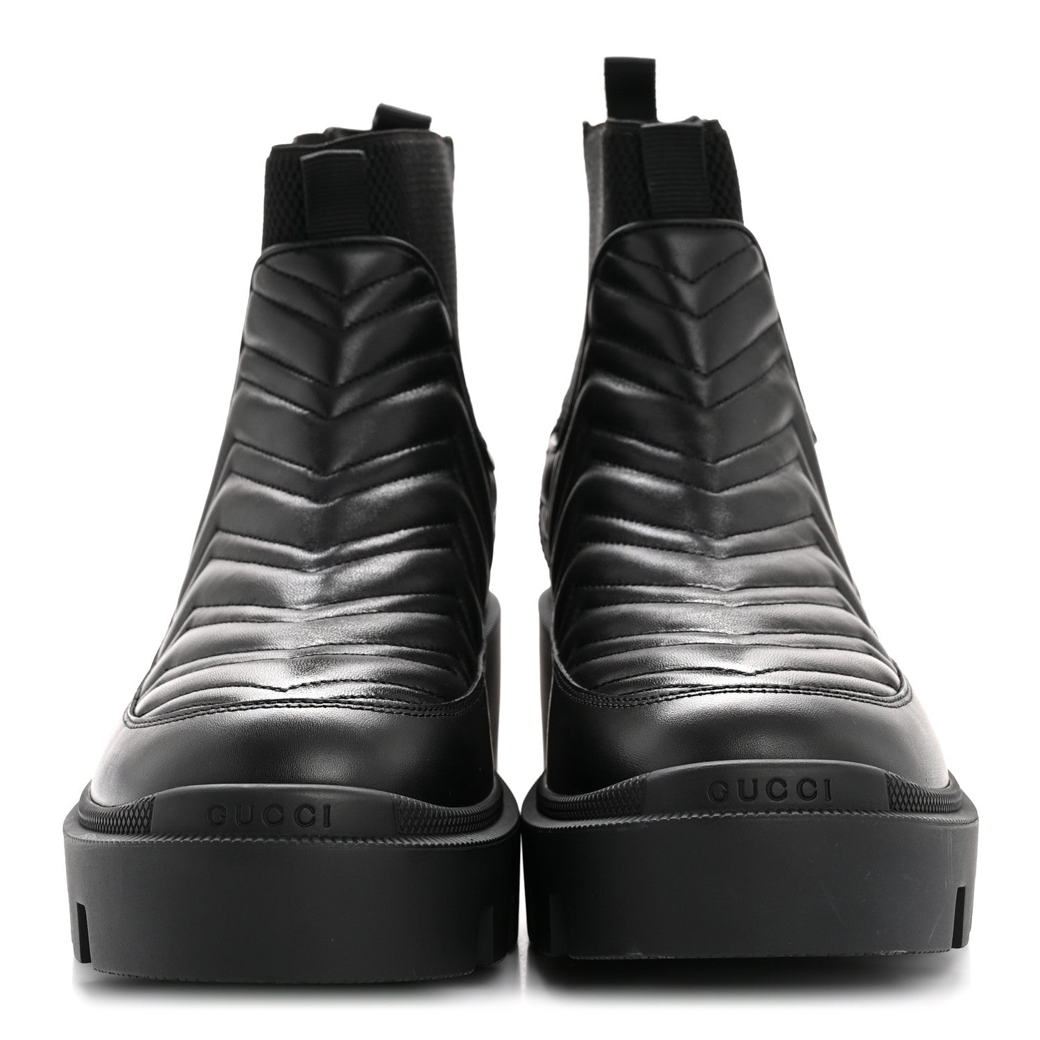 Gucci Calfskin Nappa Matelasse Frances Chelsea Boots 41 Black