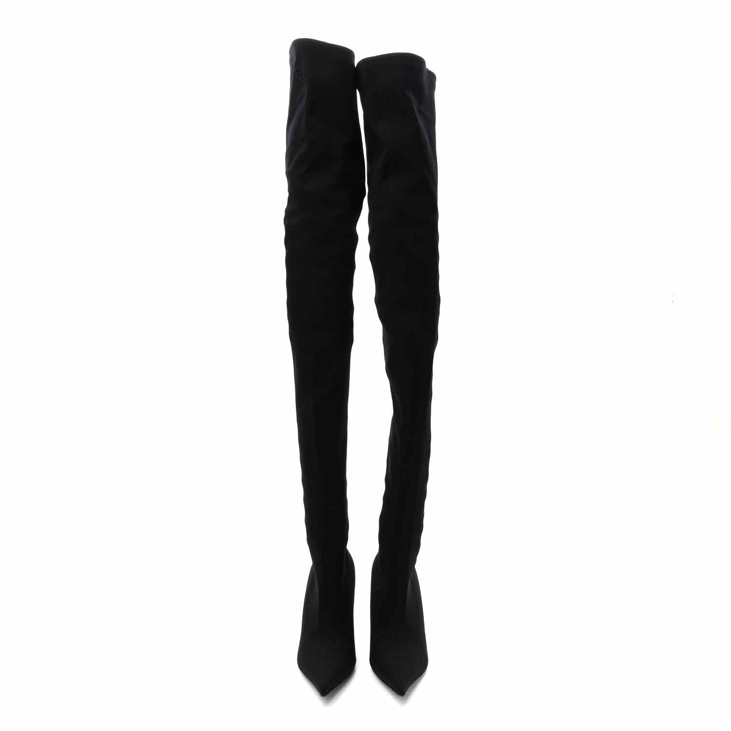 Balenciaga Spandex Pointed Toe Knife Thigh High Boots 40 Black