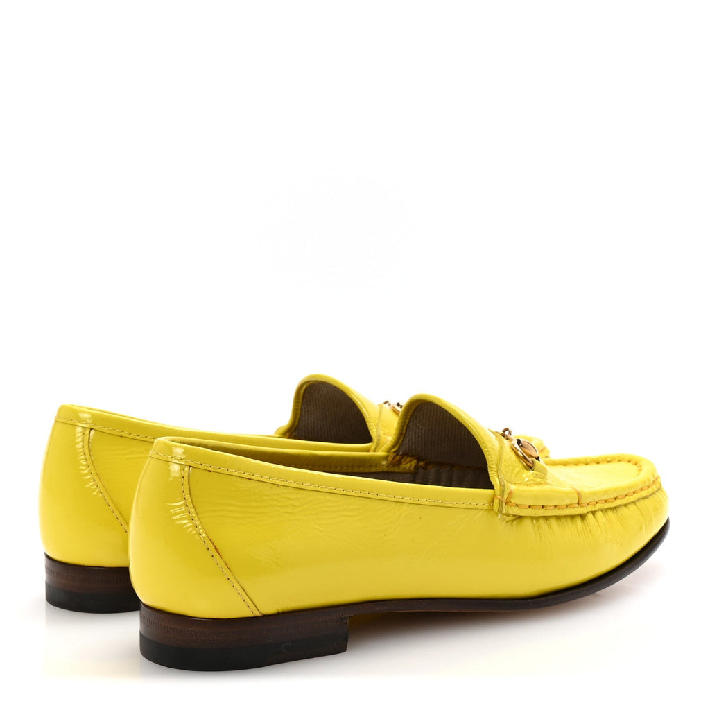 Gucci Vernice Naplack Womens 1953 Horsebit Loafers 36.5 Acid Lime