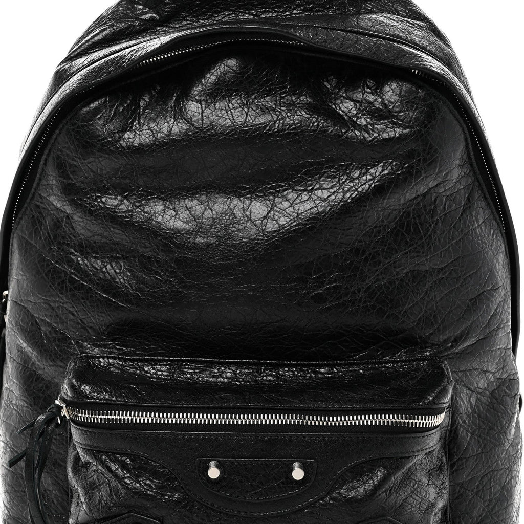 Balenciaga Agneau Classic Silver Hardware Backpack Black