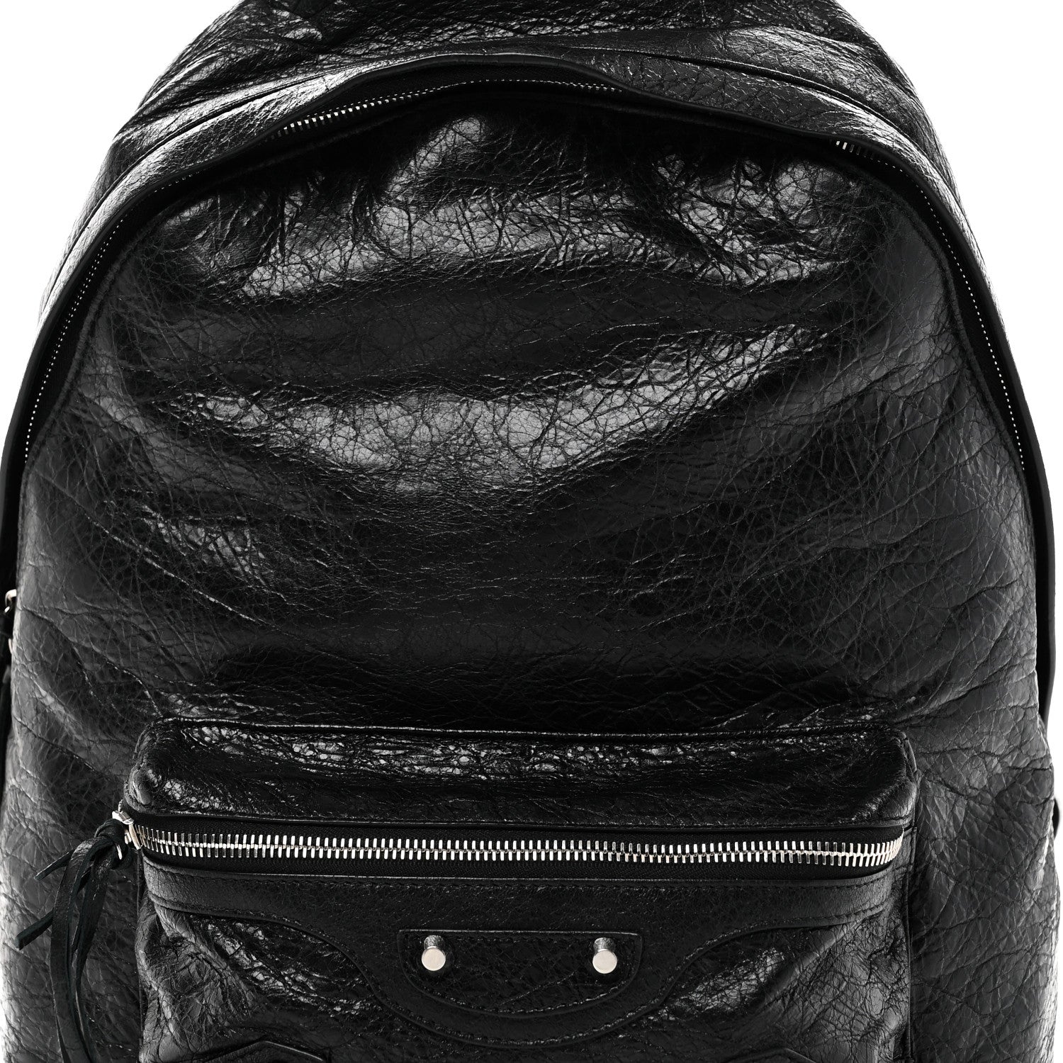 Balenciaga Agneau Classic Silver Hardware Backpack Black
