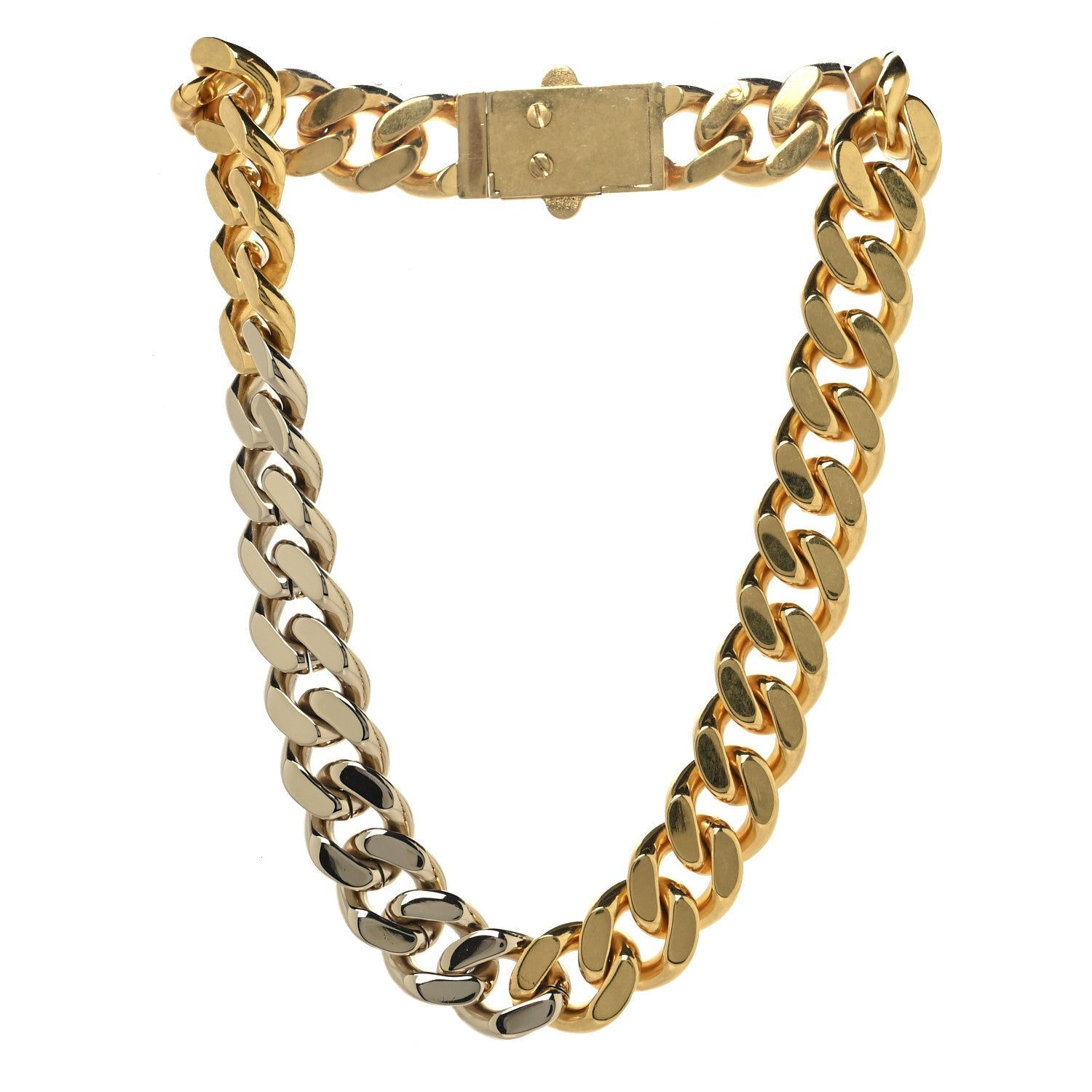 Saint Laurent Metal Curb Chain Necklace Gold Silver