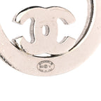 Chanel Crystal CC Round Earrings Silver