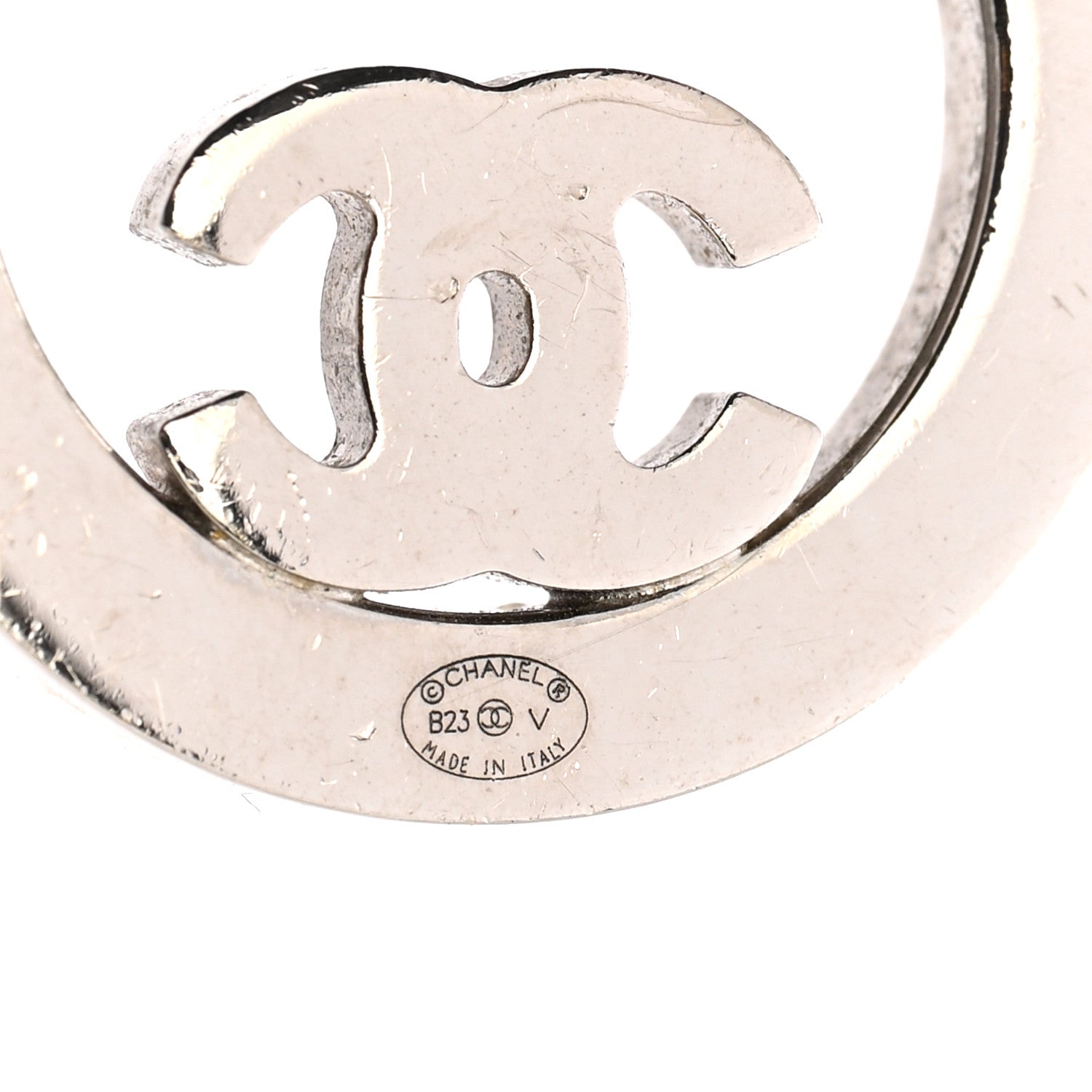Chanel Crystal CC Round Earrings Silver
