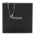 Chanel Pearl Crystal CC Deer Long Necklace Gold Green