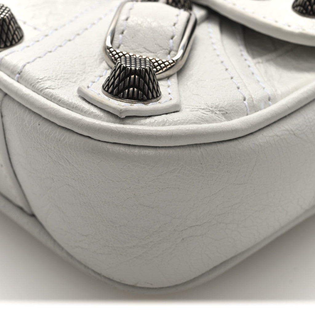Balenciaga Agneau Arena Le Cagole Sling Bag XS Optic White