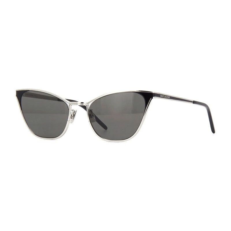 Saint Laurent Sunglasses Cat Eye Full Rim, Silver Frame and Grey Lens SL409001