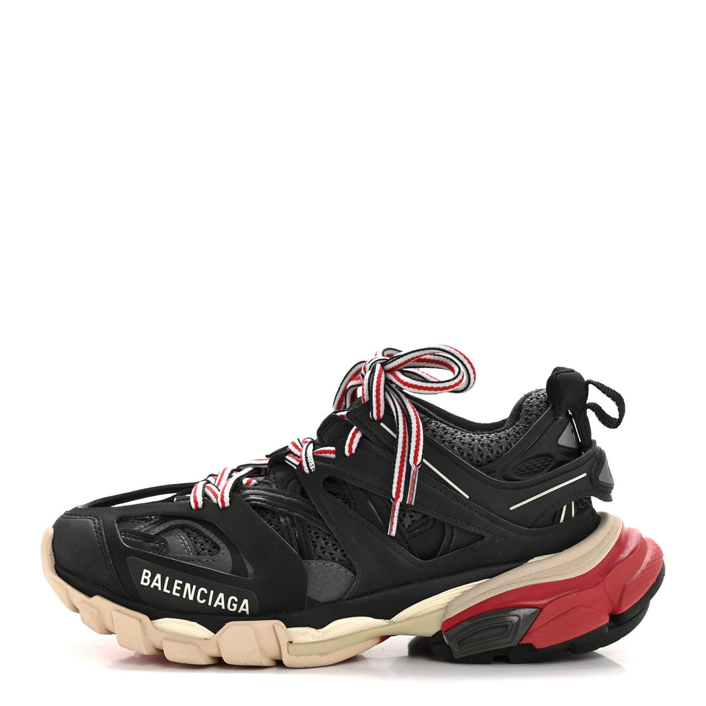 Balenciaga Mesh Nylon Fabric Womens Track Sneakers 35 Black Grey