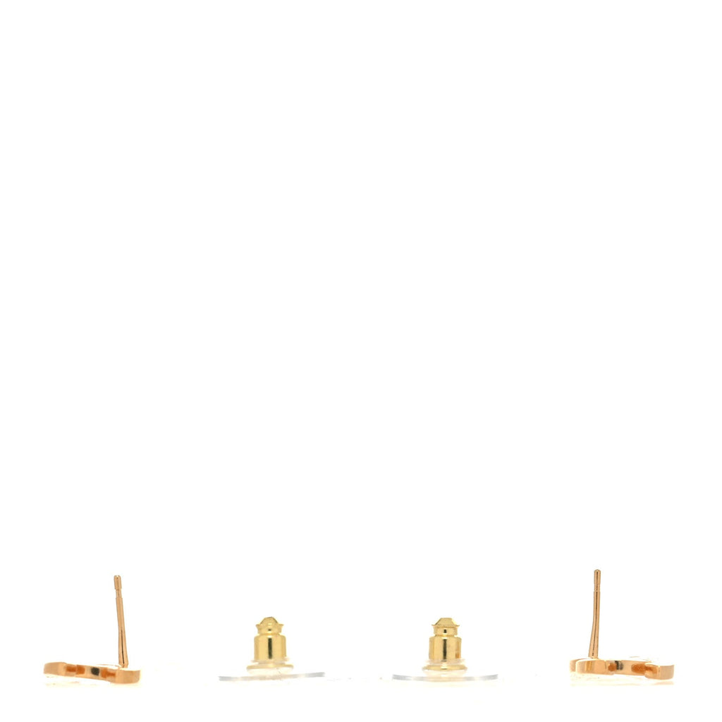 Chanel Metal CC Paris Button Stud Earrings Gold