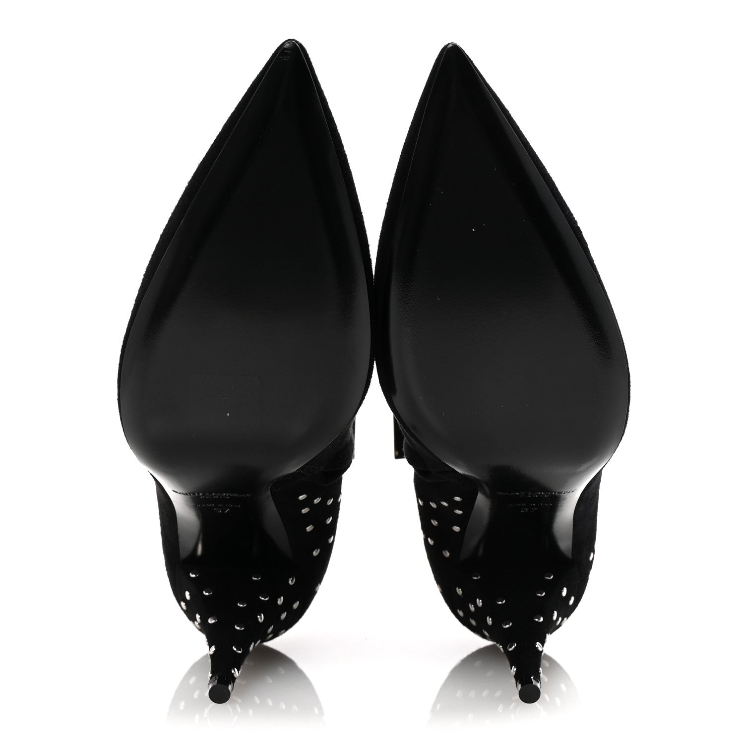Saint Laurent Suede Studded Kiki 85 Zip Boot 37 Black