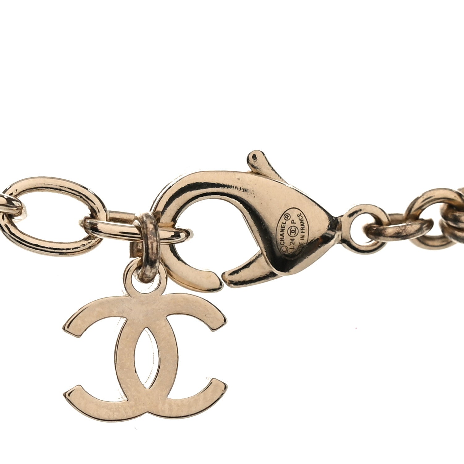 Chanel Crystal CC Oval Necklace Gold