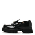 Gucci Cordovan Lux Womens Horsebit 45mm Platform Loafers 37.5 Black