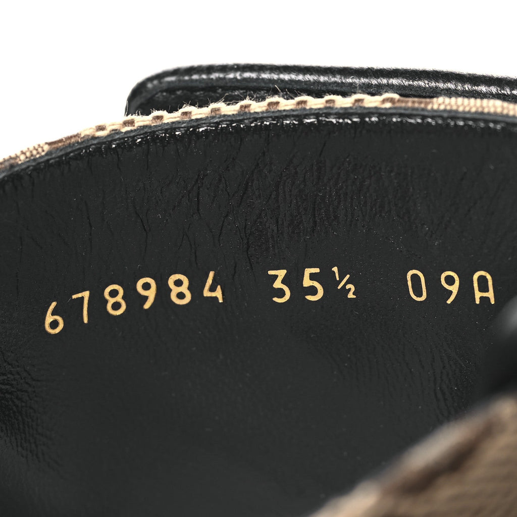 Gucci Flores Calfskin Monogram Maxi GG Nappa Matelasse Double G 40mm Ankle Boots 35.5 Black Camel Ebony