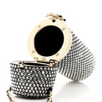 Chanel Metal Resin Lambskin Crystal Lipstick Case Long Necklace On Chain Silver Black Gold