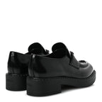 Prada Spazzolato Metal Triangle Logo 50mm Loafers 36 Black