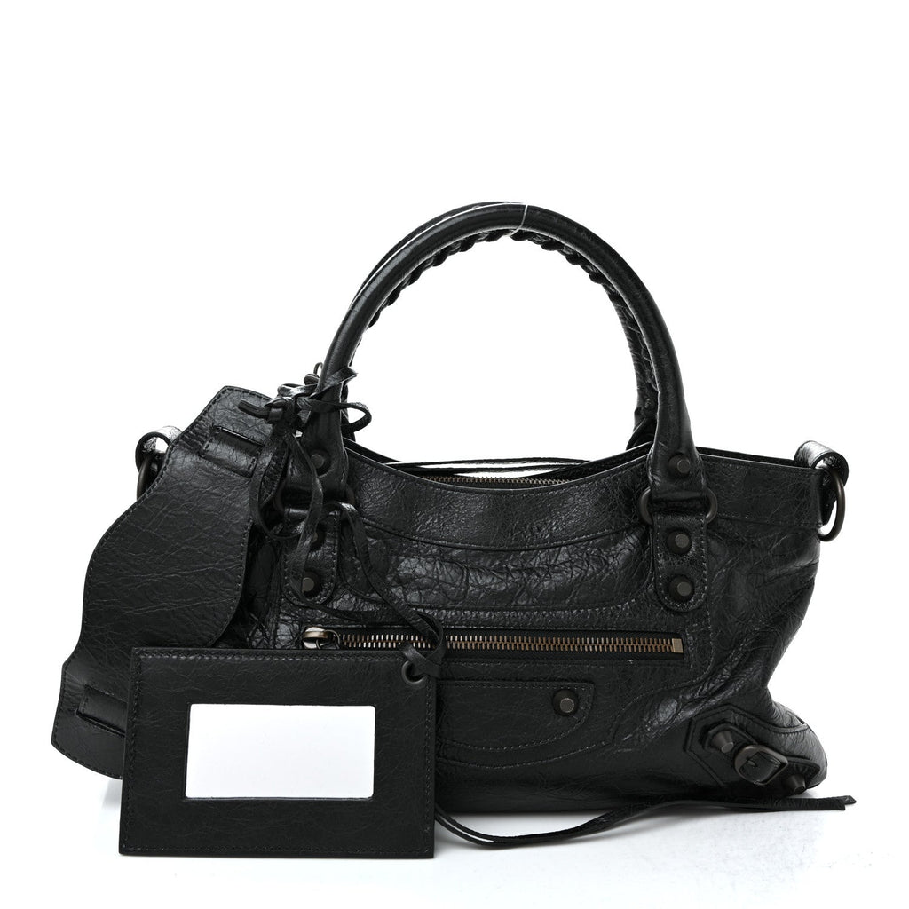 Balenciaga Agneau Arena Classic Hardware Le City First Bag Black