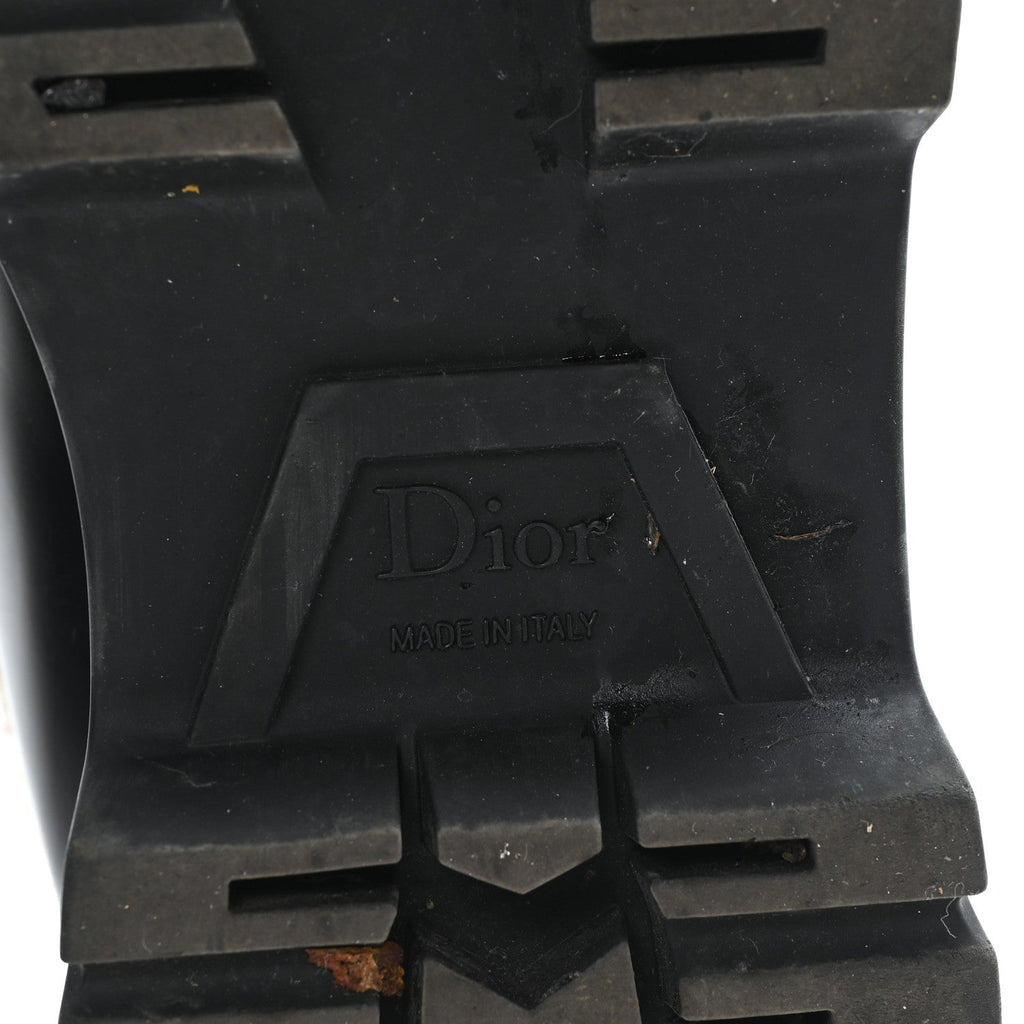 Christian Dior Brushed Calfskin Shearling Dior Code Lug Sole 15mm Loafers 35.5 Black Natural
