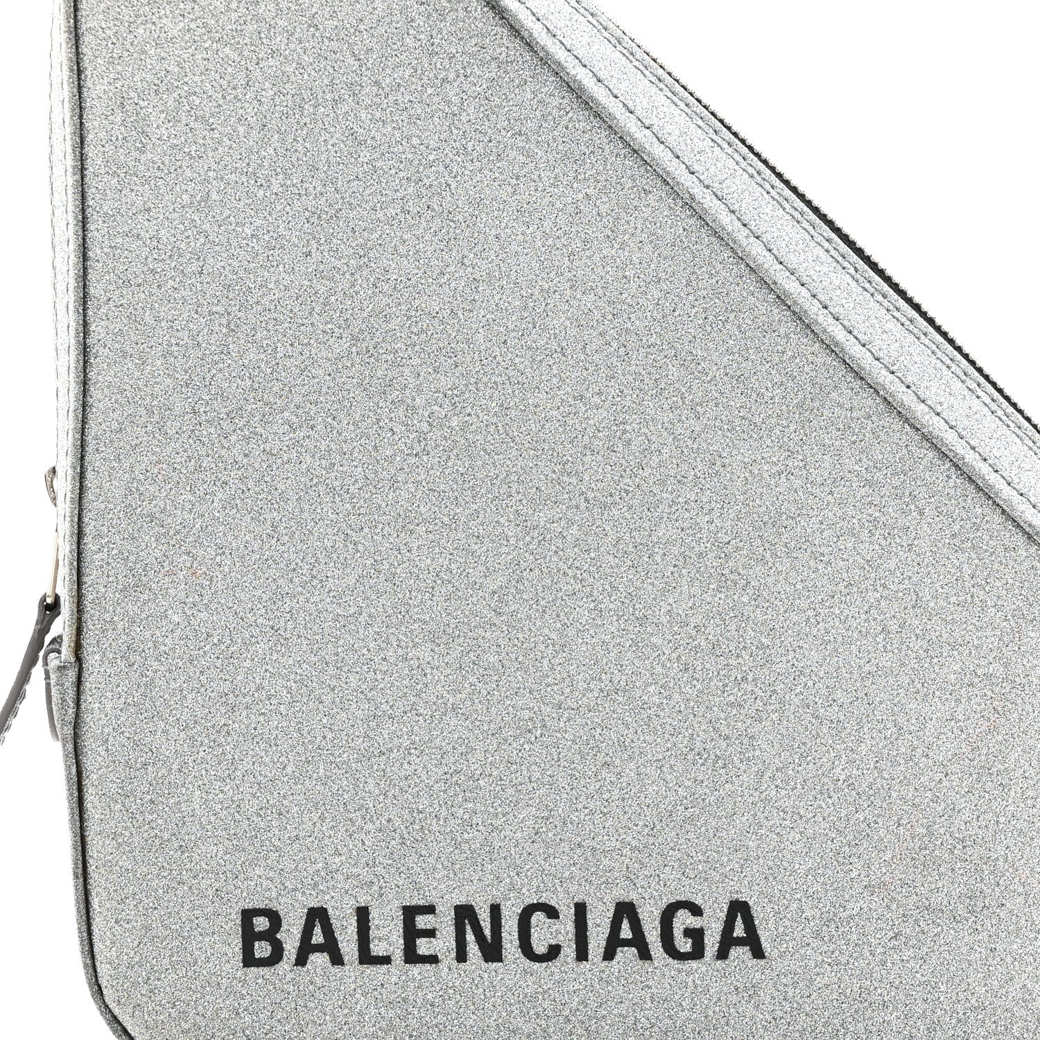 Balenciaga Glitter M Triangle Pouch Argent Black
