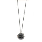 Chanel Resin Crystal Lambskin Ball Mirror Necklace Black Silver
