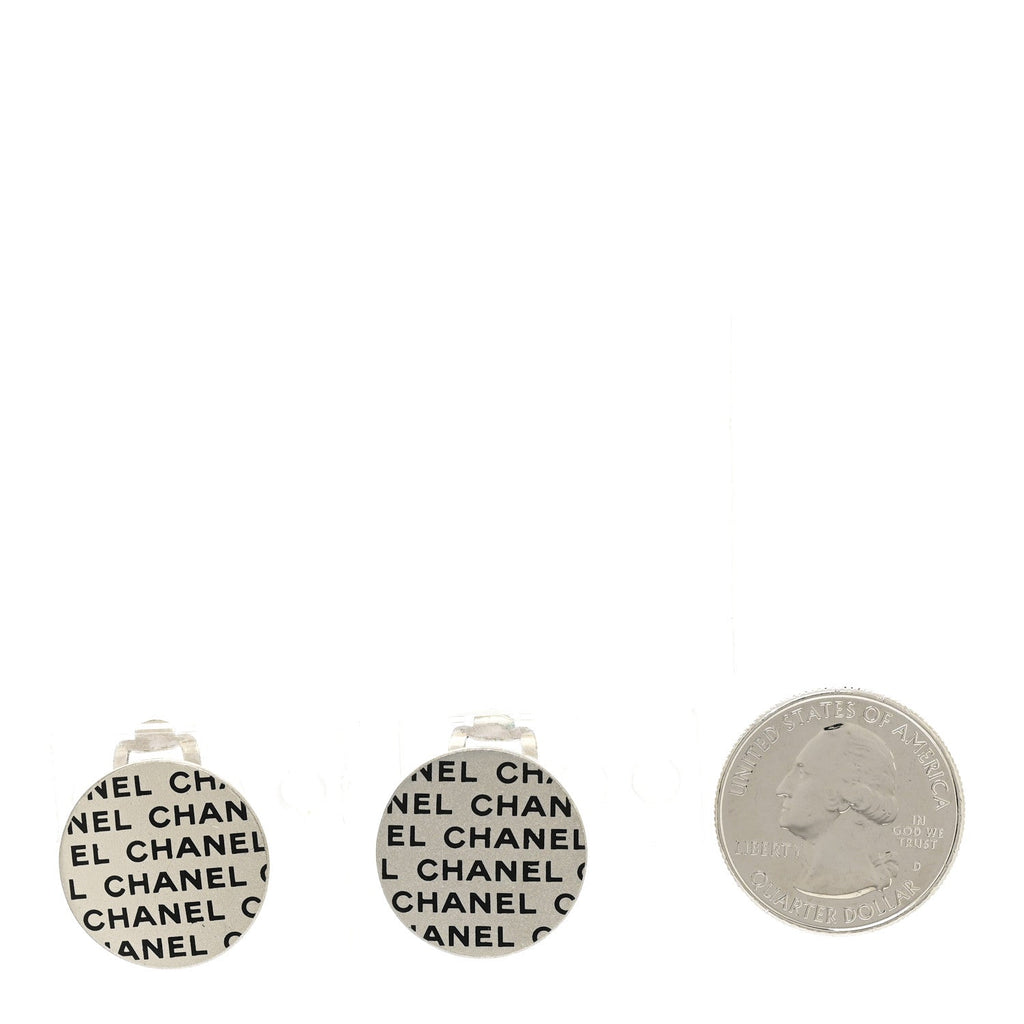 Chanel Logo Clip On Earrings Silver