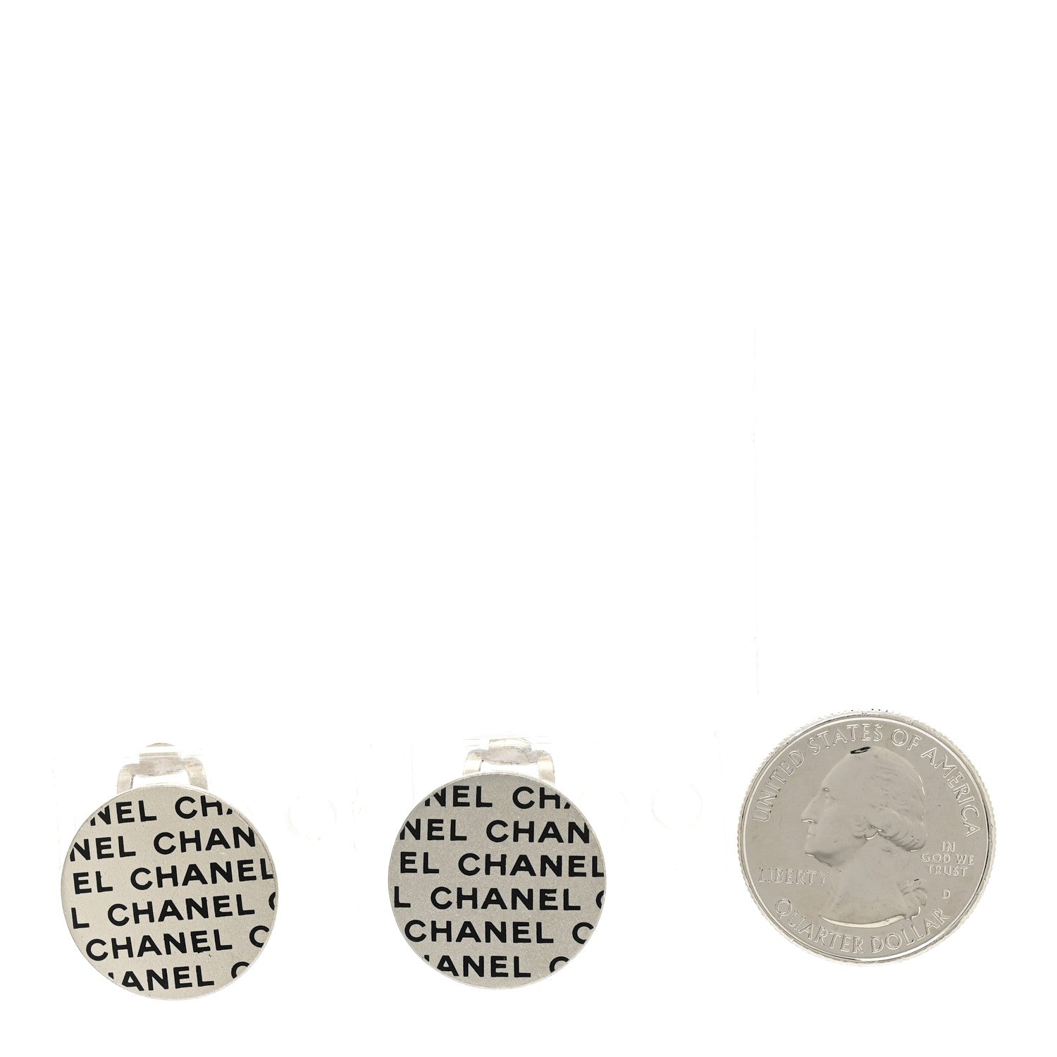Chanel Logo Clip On Earrings Silver