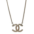 Chanel Crystal CC Pendant Necklace Gold