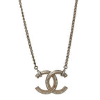 Chanel Crystal CC Pendant Necklace Gold