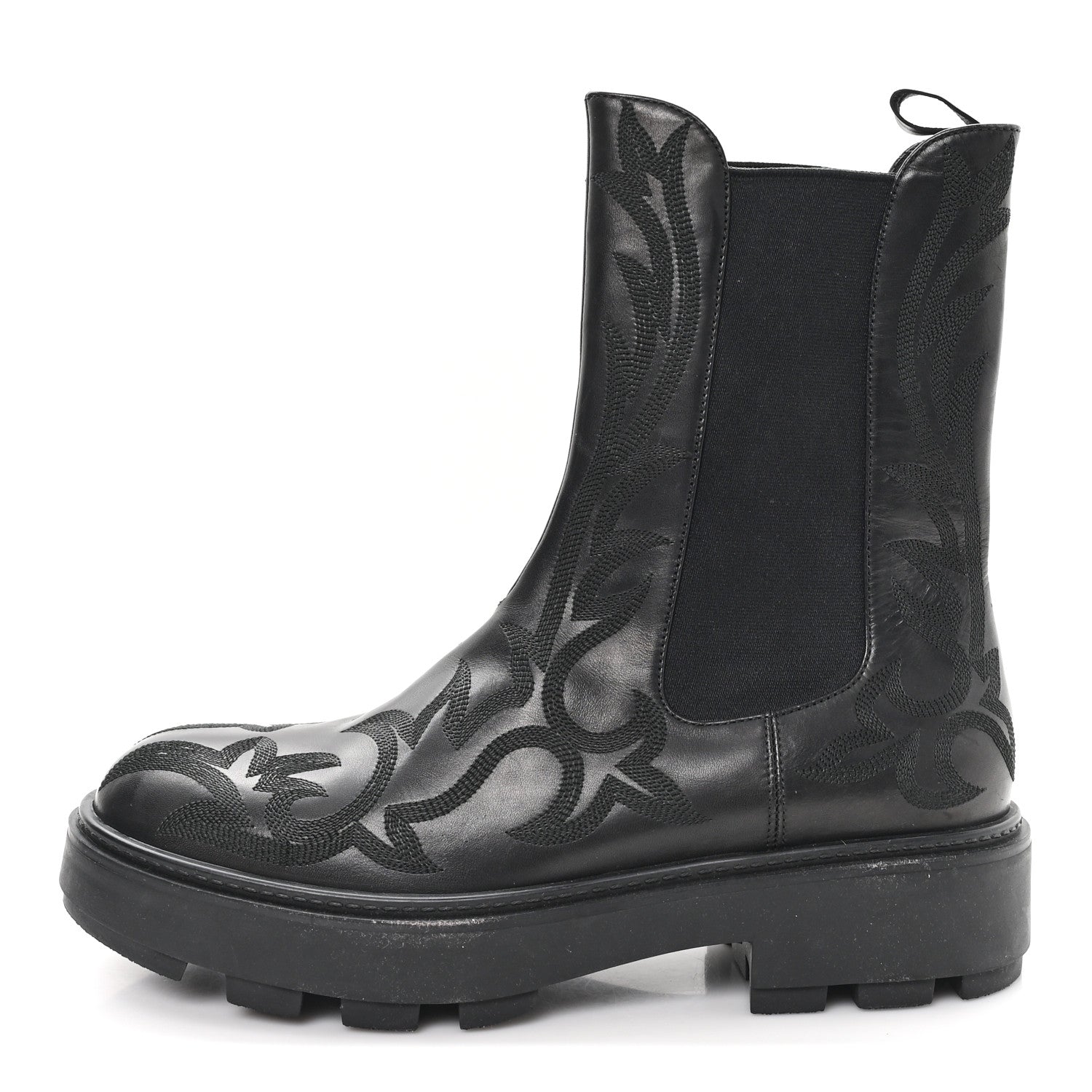 Miu Miu Calfskin Flame Chelsea Boots 41  Black