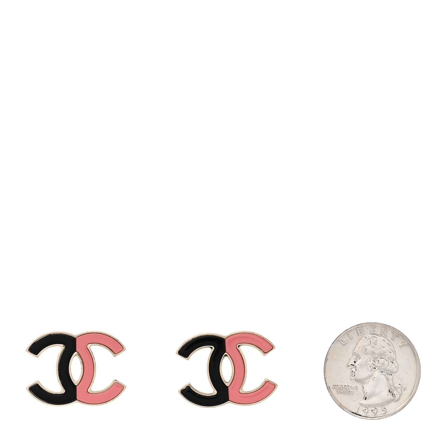 Chanel Enamel Large CC Earrings Black Pink