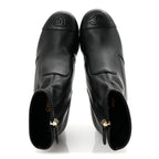 Chanel Stretch Lambskin Cap Toe CC Short Boots 35 Black