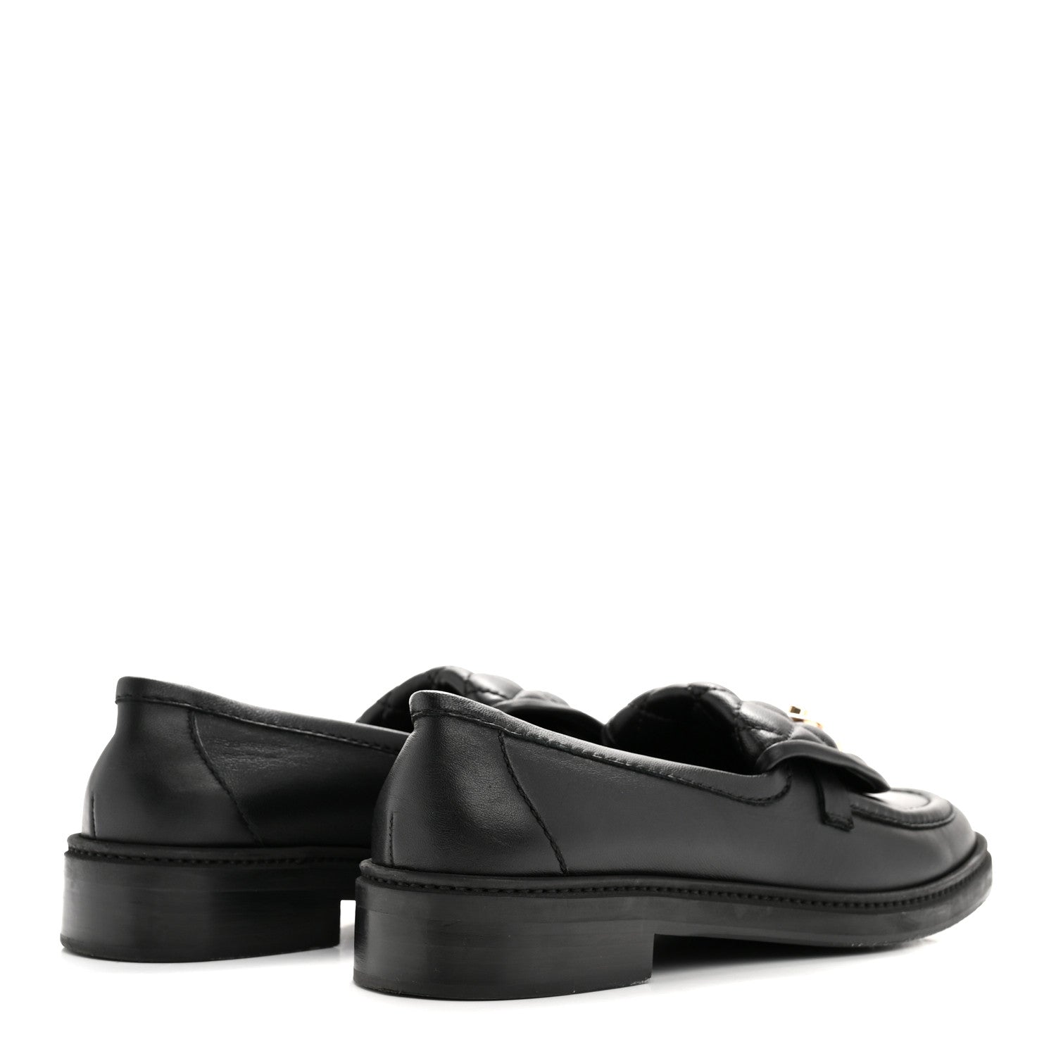 Chanel Lambskin Quilted CC Turnlock Loafers 38 Black