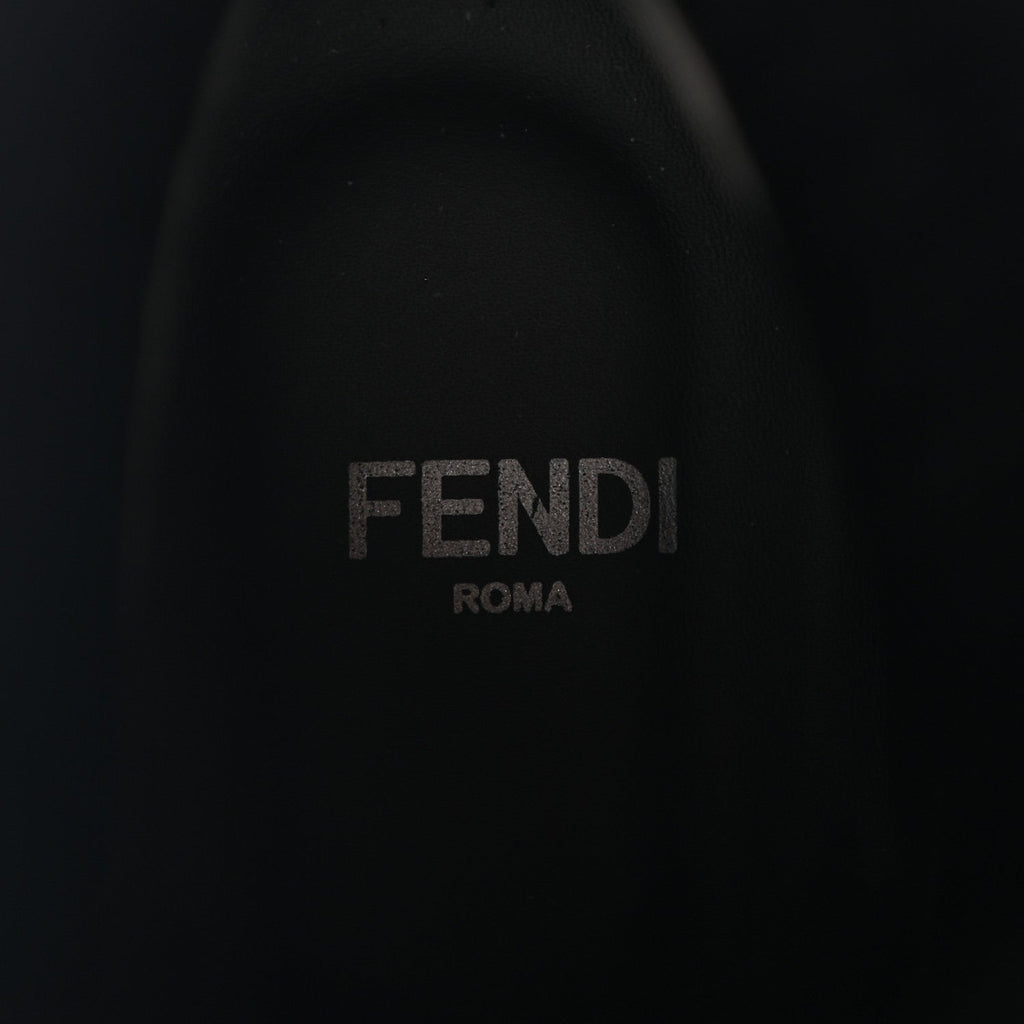 Fendi Calfskin Stretch Fabric Rockoko Biker Boots 37 Tobacco Black Marino