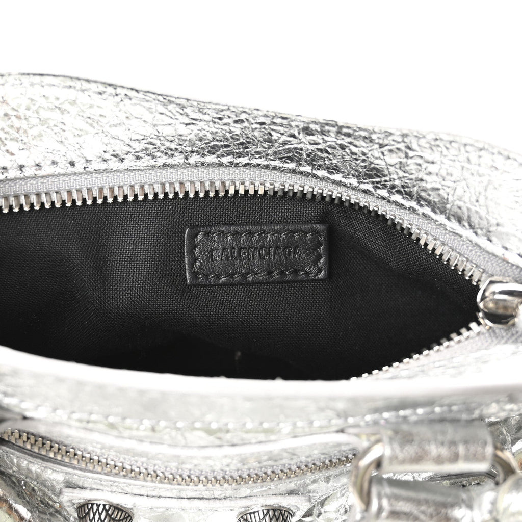 Balenciaga Agneau Arena Neo Cagole Mini Handbag Silver