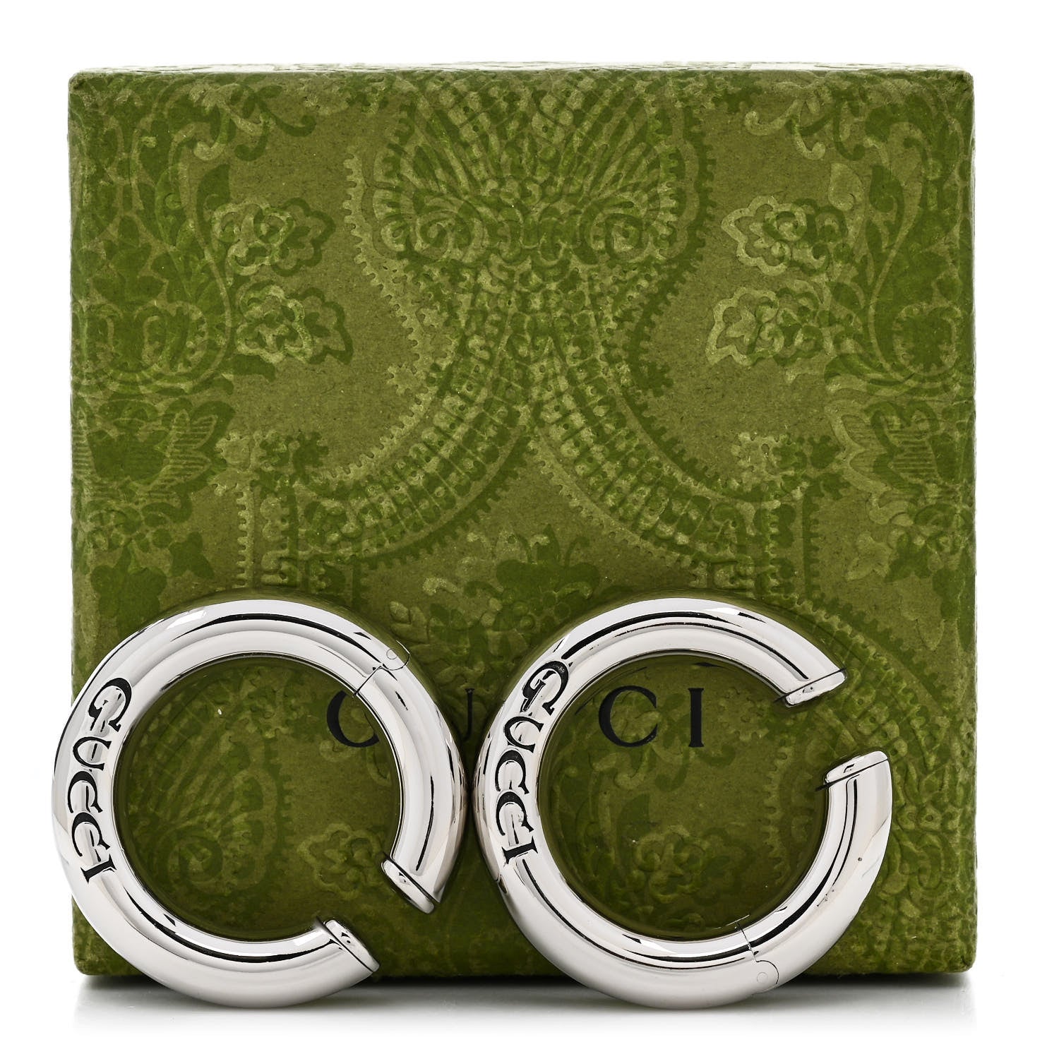 Gucci Metal Speculum Majus Cuff Earrings Silver