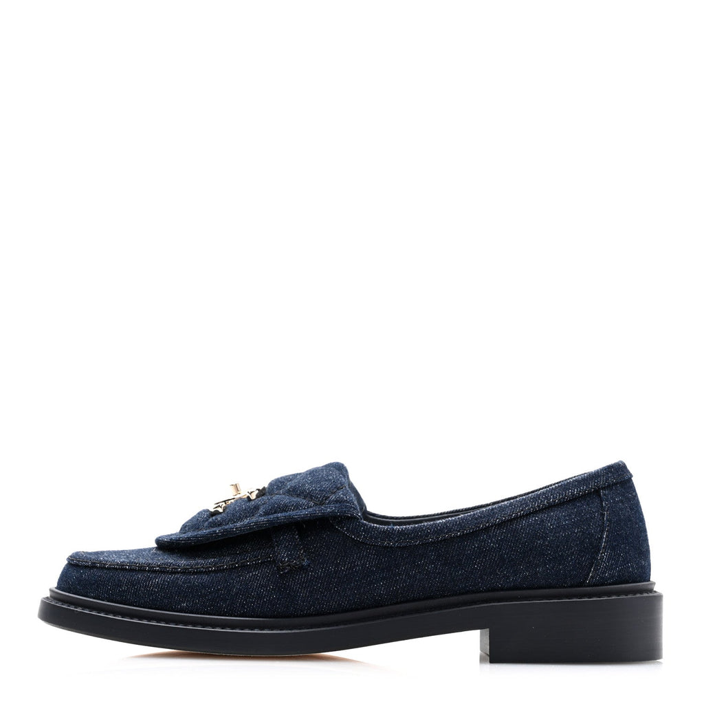 Chanel Denim CC Turnlock Loafers 36.5 Dark Blue