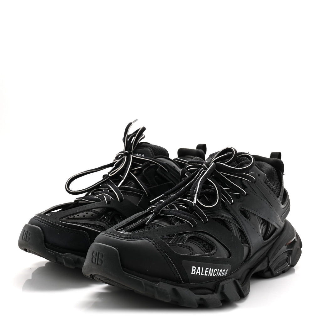 Balenciaga Mesh Nubuck Effect Fabric LED Womens Track Sneakers 37 Black