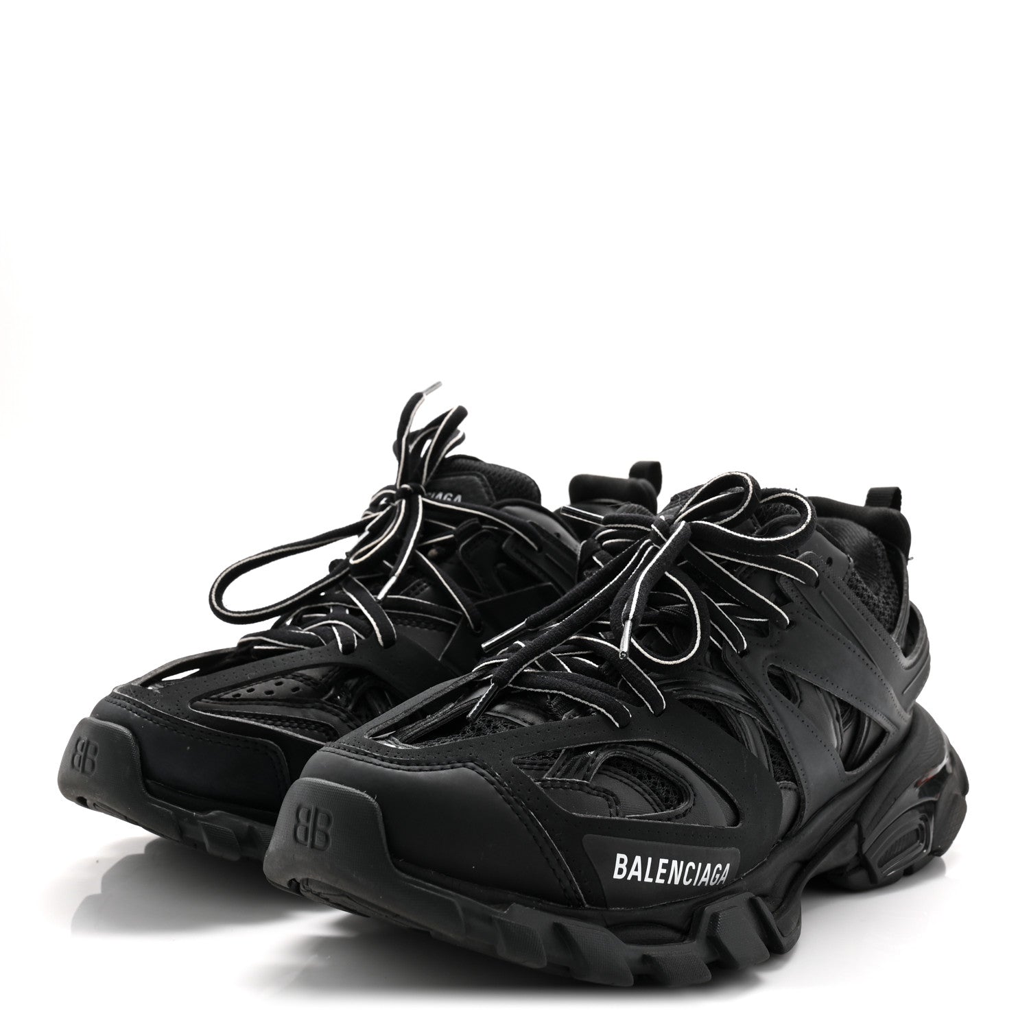 Balenciaga Mesh Nubuck Effect Fabric LED Womens Track Sneakers 37 Black