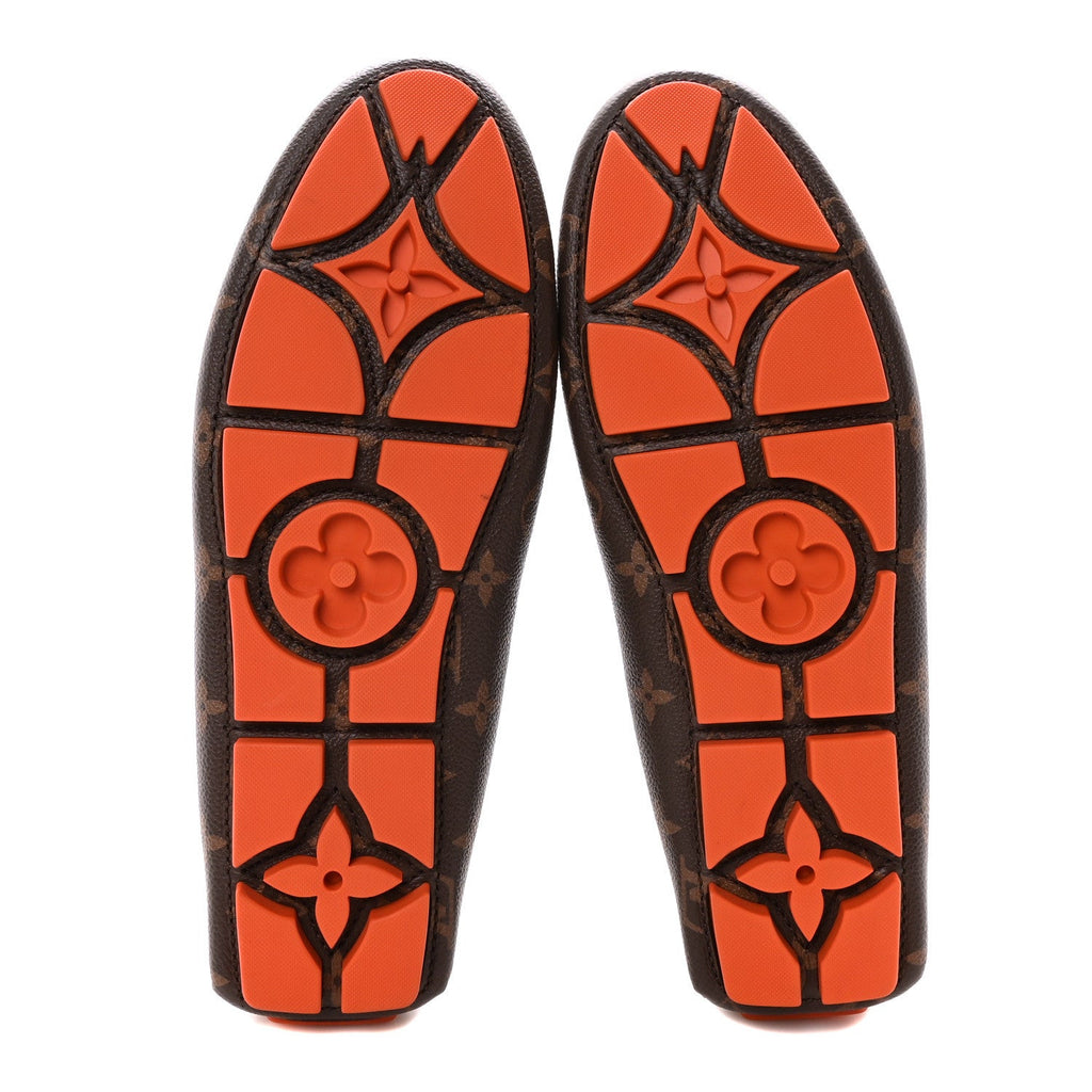Louis Vuitton Monogram Macassar LV Driver Moccasin Loafers Orange