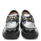 Gucci Magnum Calfskin Nappa Samoa Womens Horsebit Platform Chunky Lug Sole 40mm Loafers 41 Black
