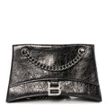 Balenciaga Metallic Crushed Calfskin Quilted Small Crush Chain Bag Steel Grey