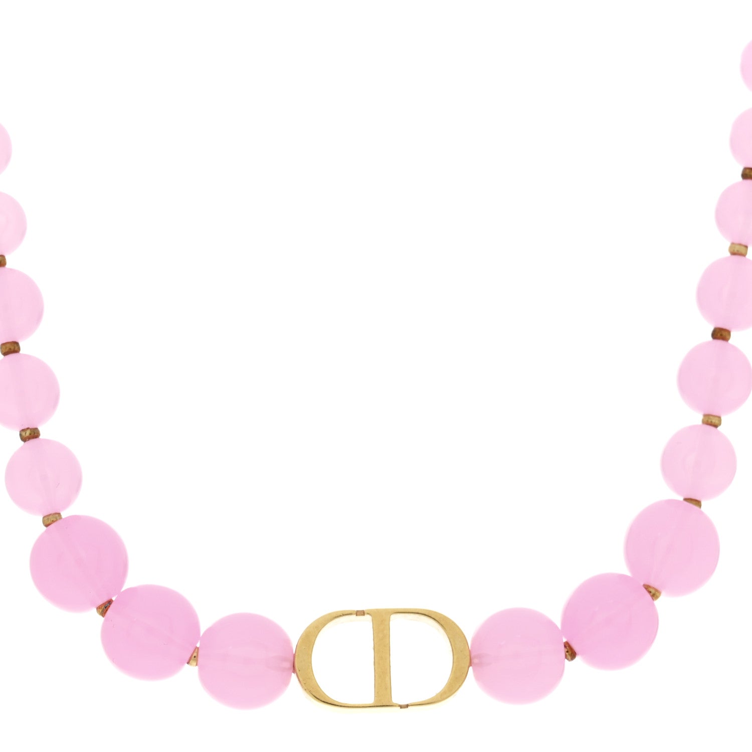 Christian Dior Metal Resin Bead 30 Montaigne Choker Necklace Pink Gold
