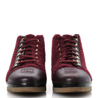 Chanel Tweed Calfskin Patent CC Lace Up Short Boots 39 Burgundy