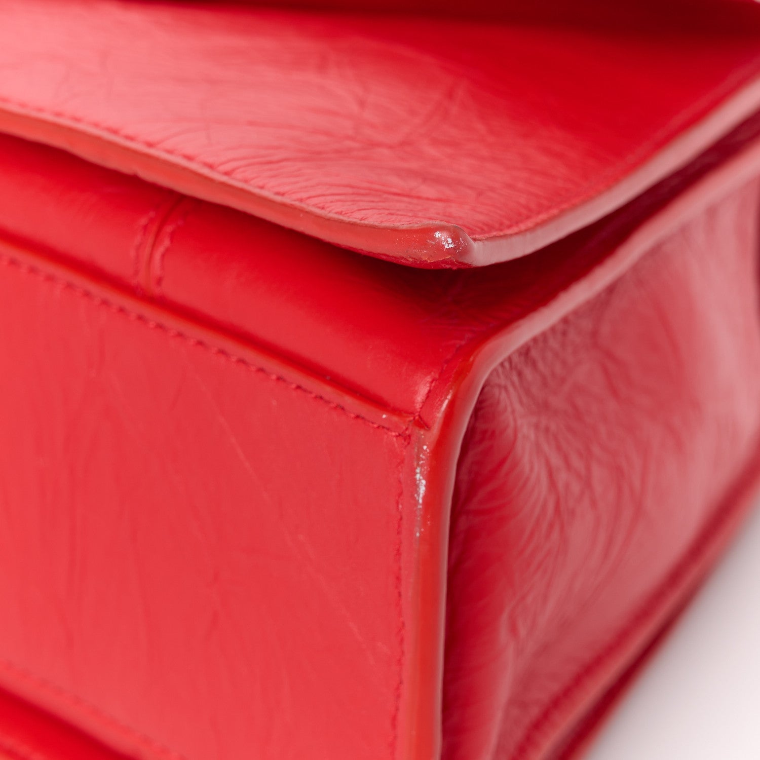 Balenciaga Arena Calfskin Small Crush Chain Bag Tomato Red