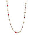 Chanel Crystal Pearl Chicklet Sautoir Necklace Red Gold