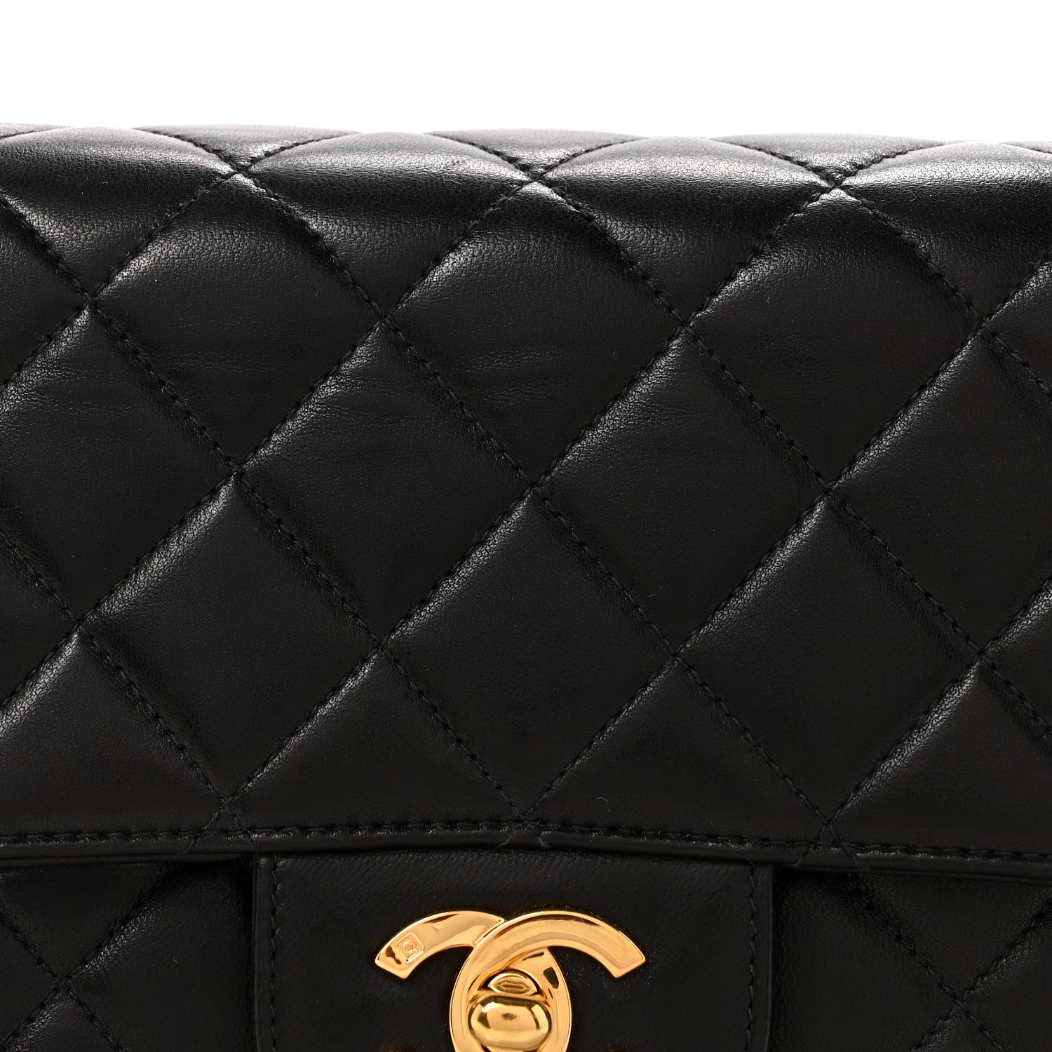 Chanel Lambskin Quilted Medium Rectangular Kelly Flap Bag Black