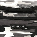 Balenciaga Distressed Nylon Canvas Camo Logo Explorer Beltpack Black White Gray